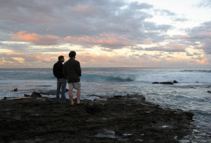 Beau looking into sunset